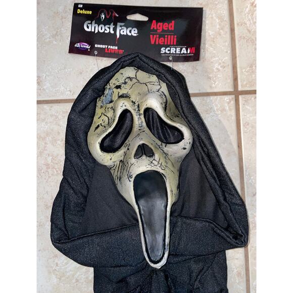 GHOST FACE DEAD BY DAYLIGHT AGED DELUXE MASK W SHROUD HALLOWEEN COSTUME FW93579 - Picture 2 of 3